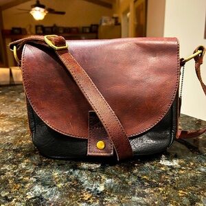 Osgoode Marley Two Toned Leather Flap Crossbody Bag